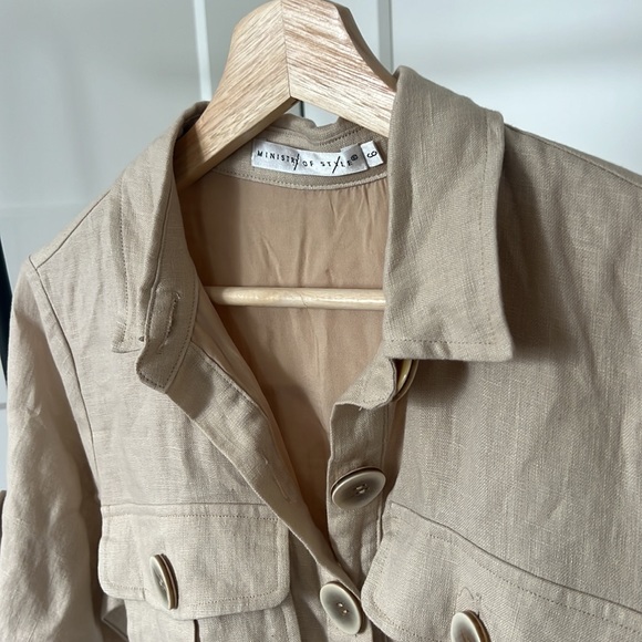 Linen Safari Style Dress - Picture 2 of 6